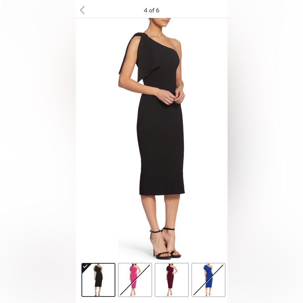 Black One Shoulder Midi Dress